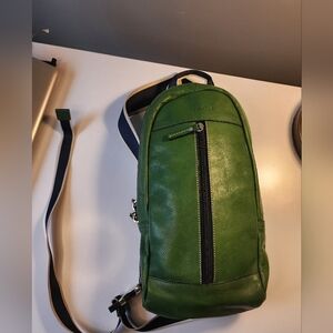 Coach Green Leather Crossbody Sling Bag for Men